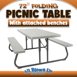 72 Folding Picnic Table with attached Benches