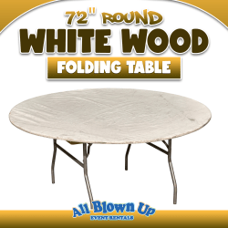 72 Round White Wood Folding Table